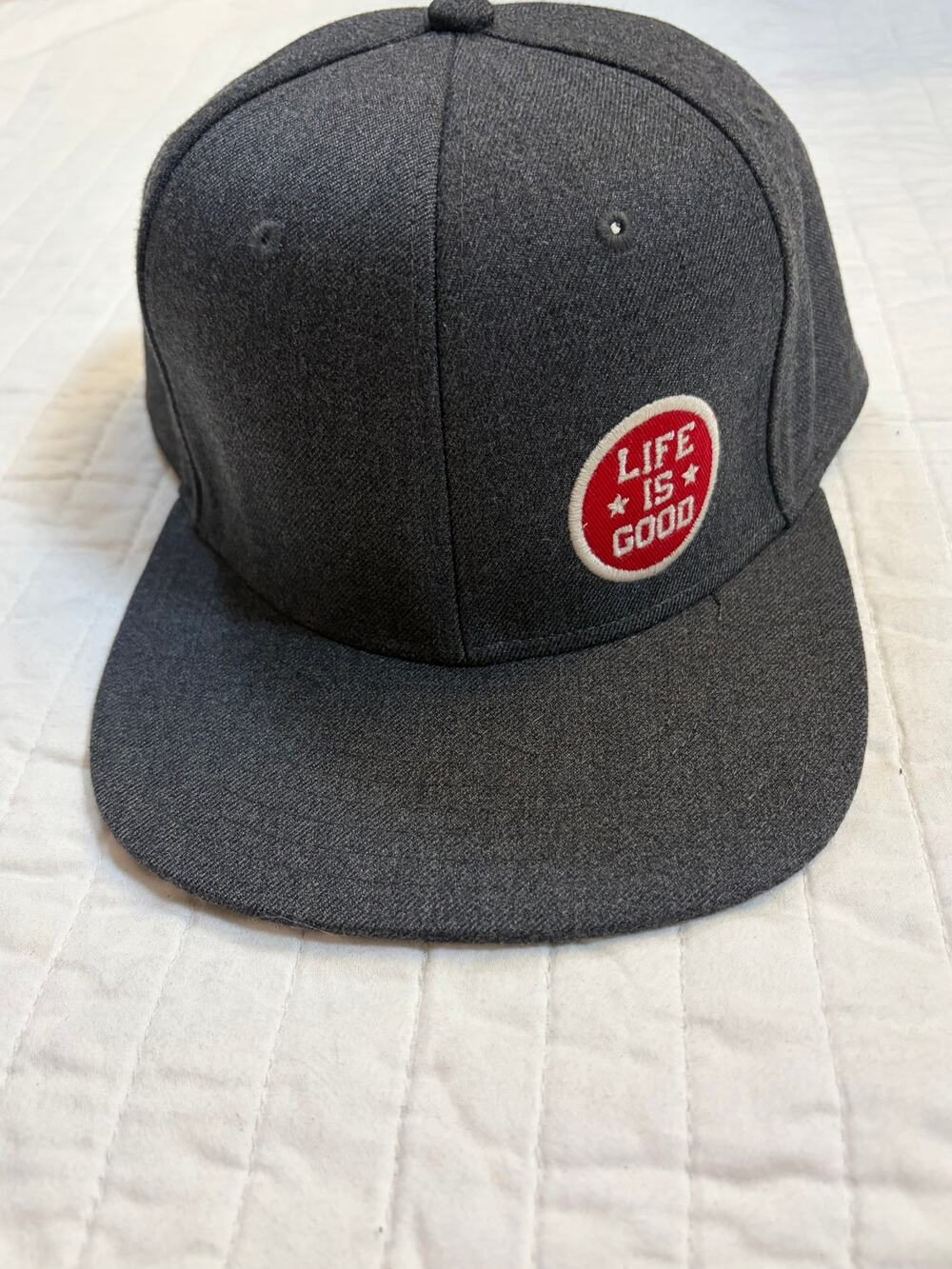 Life is Good Heather Charcoal Gray Circle Patch Snapback Hat - NWOT